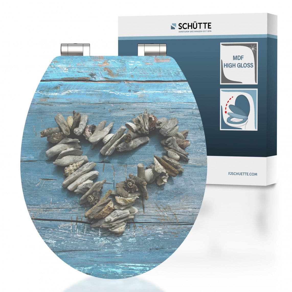 80540 abattant WC en MDF HG SHELL HEART, avec frein de chute vue 1