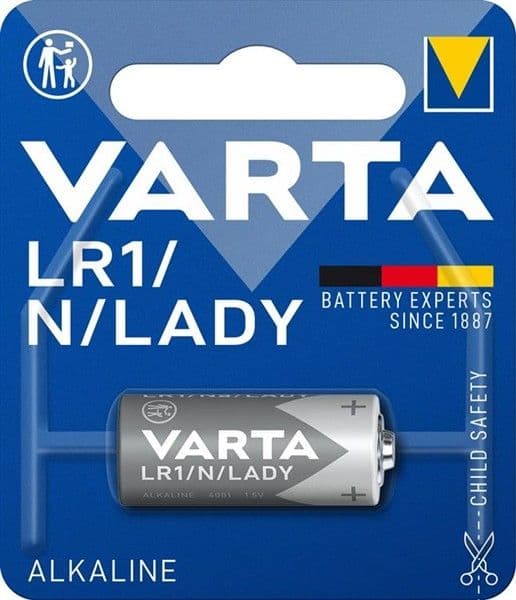 Pile Lady 1.5V LR1 alcaline 860mAh hauteur 30.2mm diamètre 12mm vue 1
