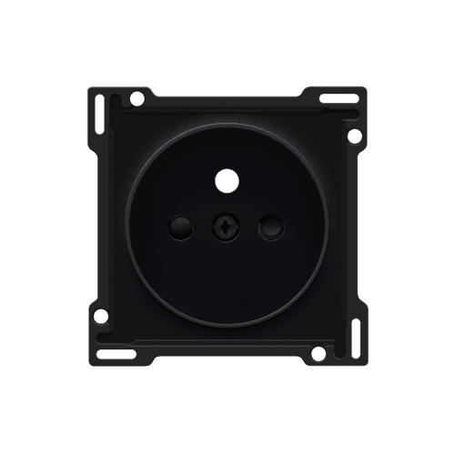 Set de finition pour prise de courant avec broche de terre et obturateurs de protection, pour Niko Rocker et Niko Toggle, black coated vue 1