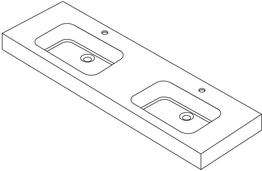 TABLET PURO 160CM 2 LAVABO SOLID BLANC M vue 1