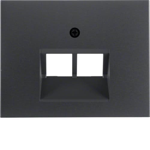Enjoliveur pour prise informatique double Berker K.1 Anthracite, mat vue 1