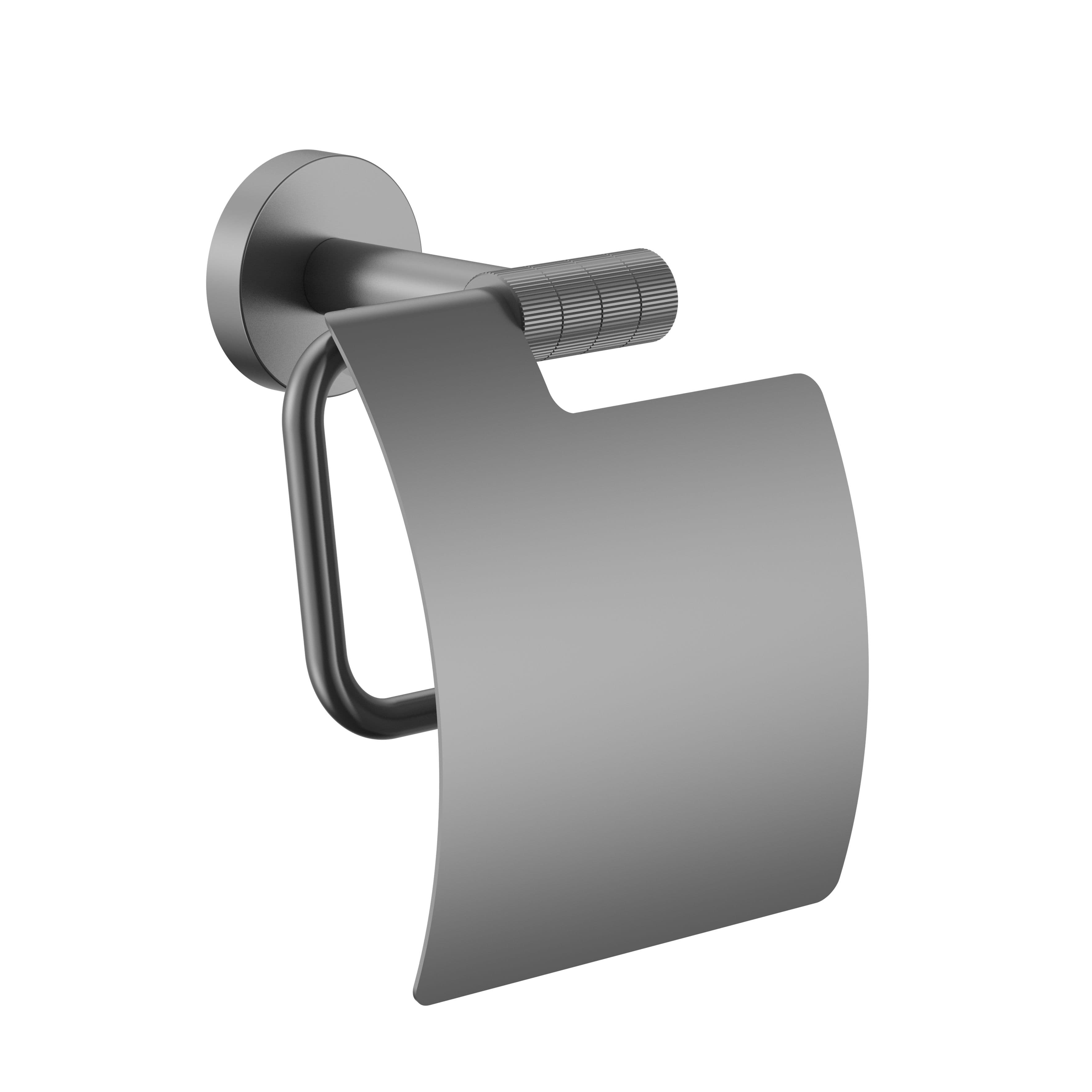 STRIA PORTE-PAPIER TOILETTE AVEC COUVERCLE – FINITION AVEC STRUCTURE STRIÉE RAFFINÉE – GUNMETAL (PVD) vue 1