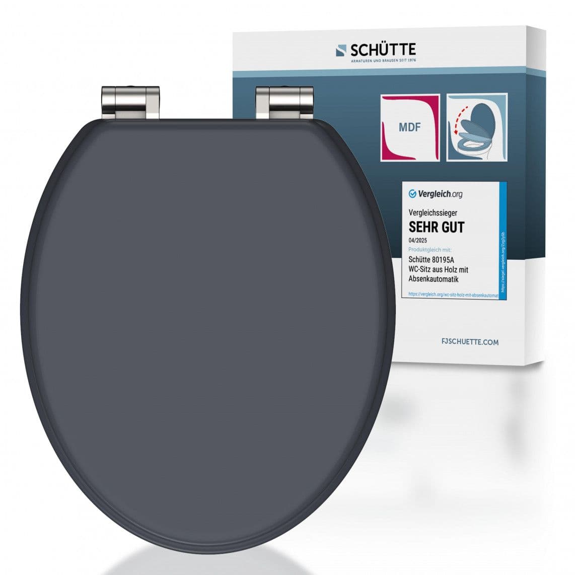 80104 abattant WC en MDF SPIRIT ANTHRAZIT, avec frein de chute vue 1