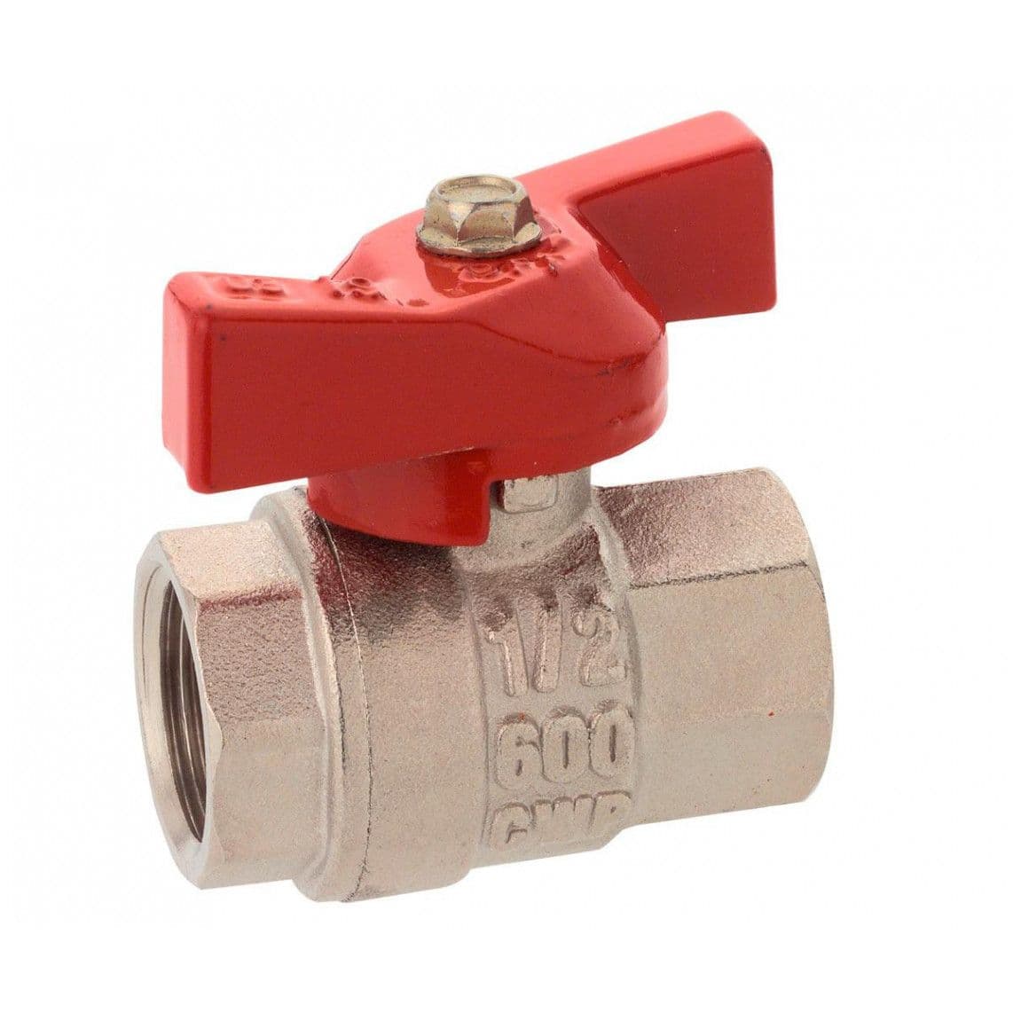 988591655 robinet à sphère, nickelé, 1/2" F, avec Poignée papillon vue 1