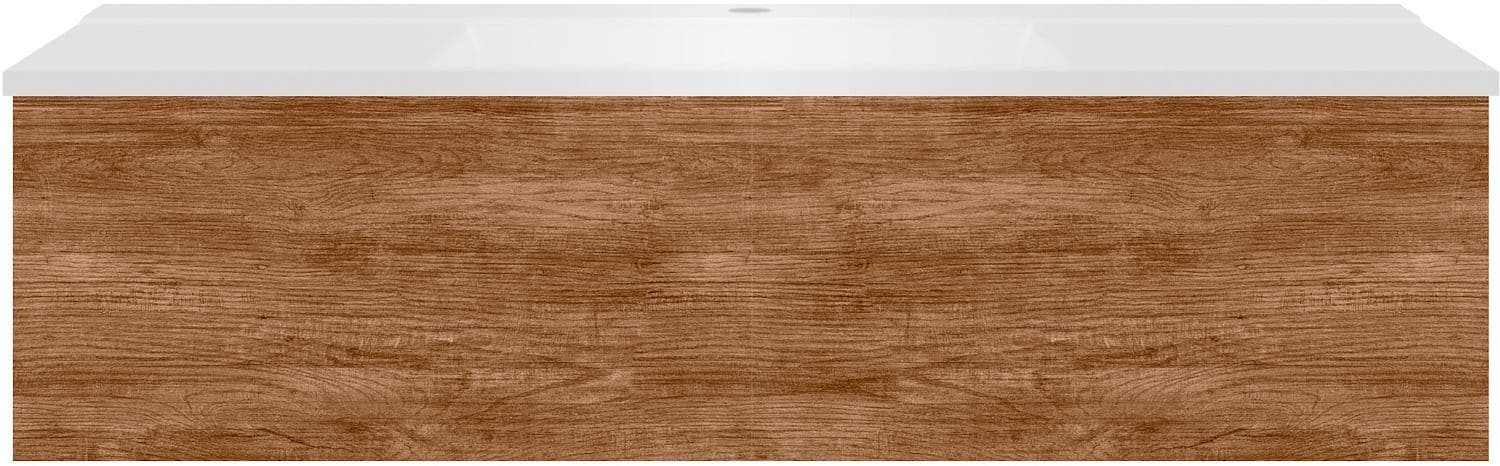 SOUS MEUBLE COFFEE 1 TIROIR 120 TECTONA DECOR CANNELLE+LAVABO BLANC vue 1