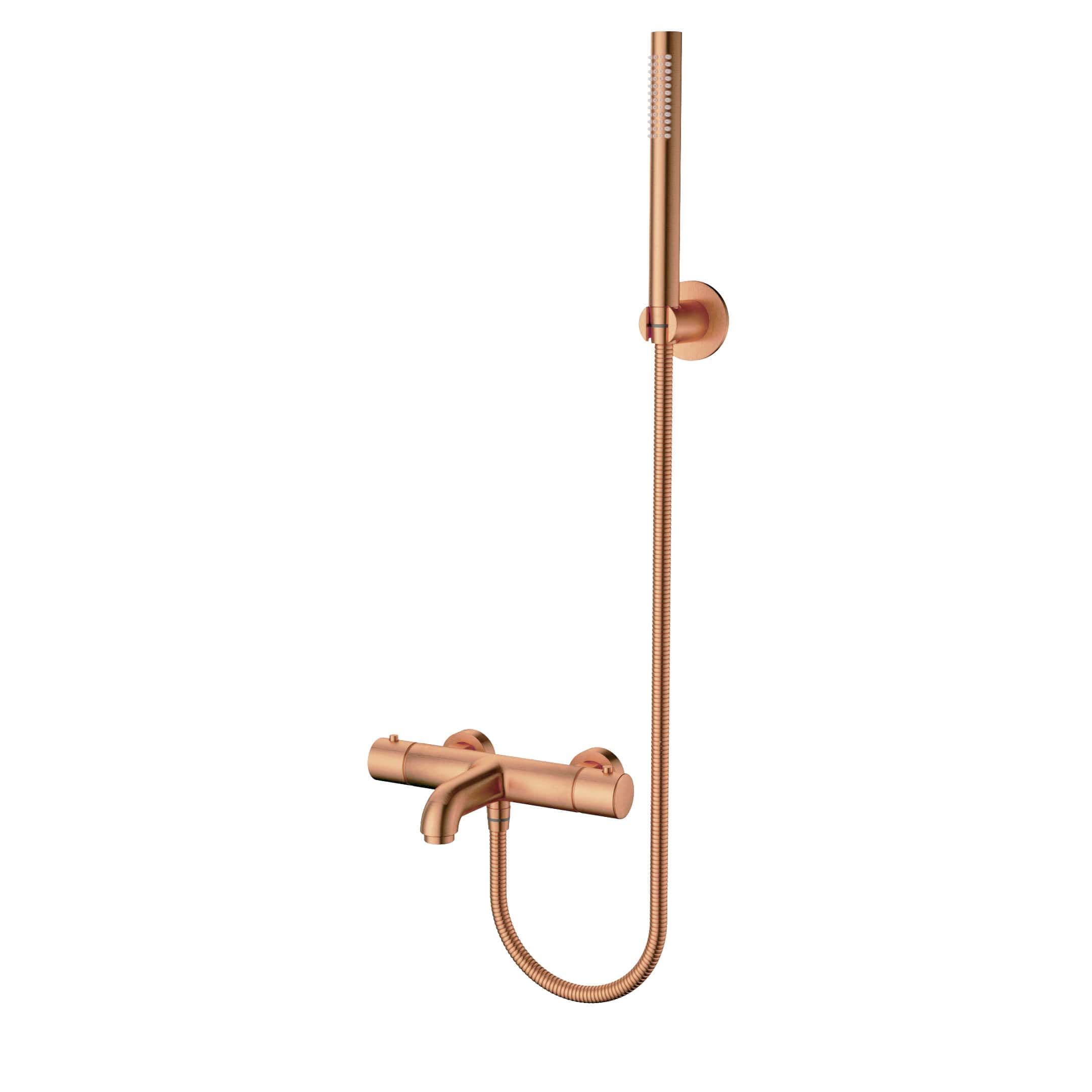 ALONI MITIGEUR BAIN ET DE DOUCHE - THERMOSTATIQUE - AVEC FLEXIBLE DE DOUCHE 150 CM, POMME DE DOUCHE ET SUPPORT MURAL - CUIVRE BROSSÉ vue 1