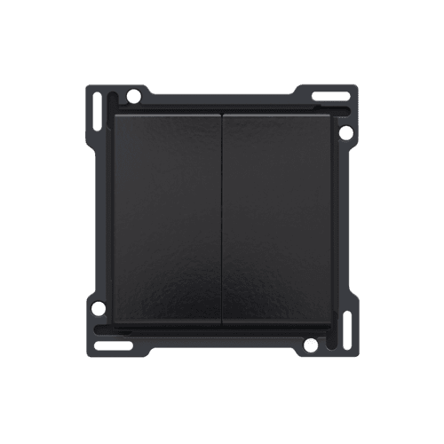 Set de finition pour interrupteur double allumage, interrupteur va-et-vient + bouton-poussoir N.O., interrupteur va-et-vient double ou bouton-poussoir double N.O. ou N.F., couleur piano black coated vue 1