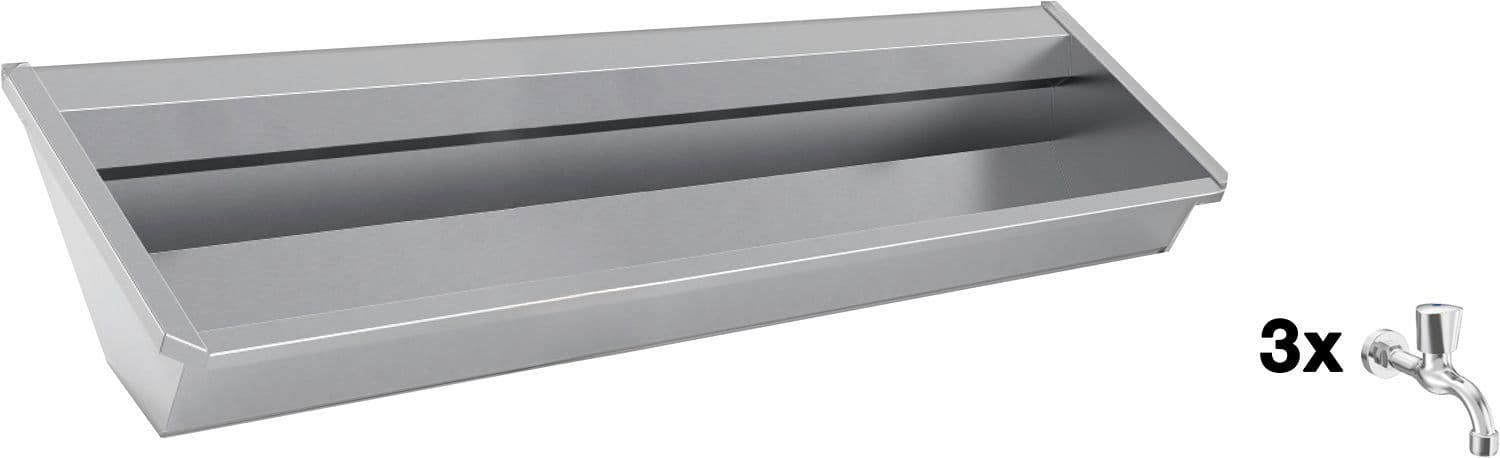AUGE MURAL SANILAV INTERSAN 180CM INOX 3 ROBINETS D'EAU FROIDE vue 1