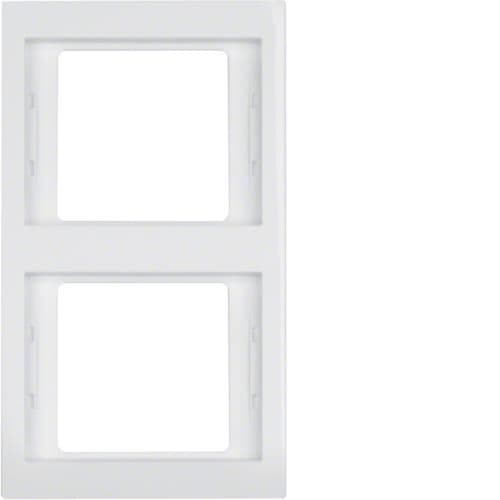 Plaque de recouvrement 2 postes pour montage vertical Berker K.1 Blanc polaire, brillant vue 1