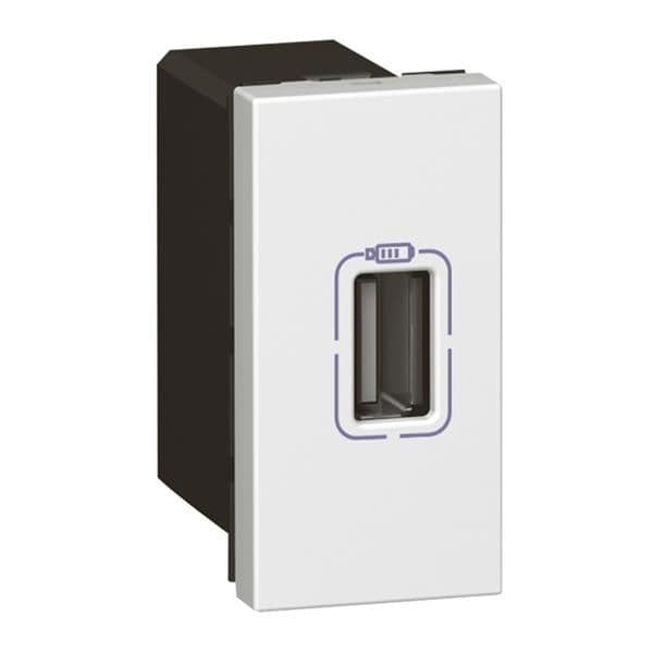 Mosaic alimentation USB 750mA 5V - 1 module Blanc vue 1