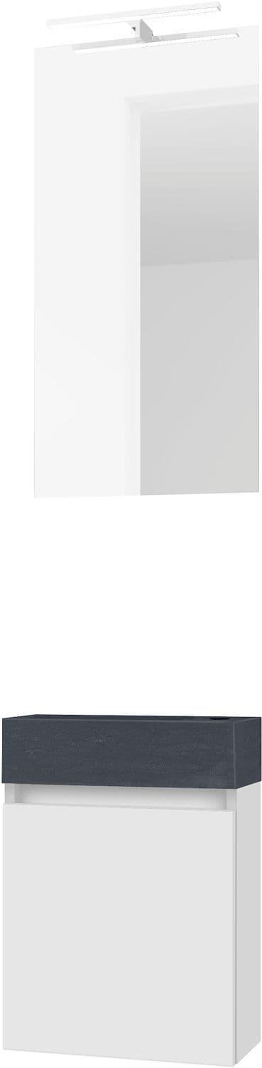 LAVE-MAINS FORM MINI STONE/ 1 PORT/MIROIR/LUMIERE LED POUDRE BLANC vue 1