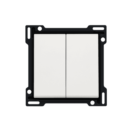 Set de finition pour interrupteur double allumage, interrupteur va-et-vient + bouton-poussoir N.O., interrupteur va-et-vient double ou bouton-poussoir double N.O. ou N.F., couleur white vue 1
