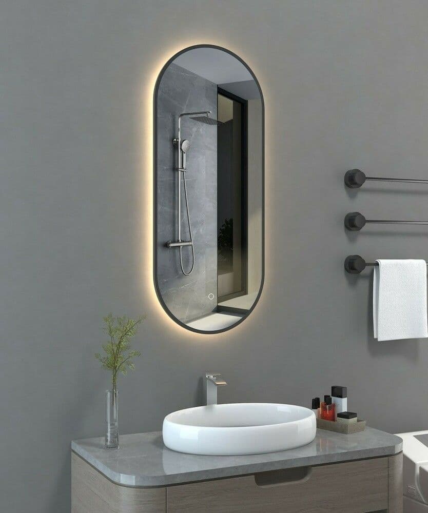 Van Marcke Gio miroir ovale B380xH900xD30mm 4mm verre miroir noir vue 1