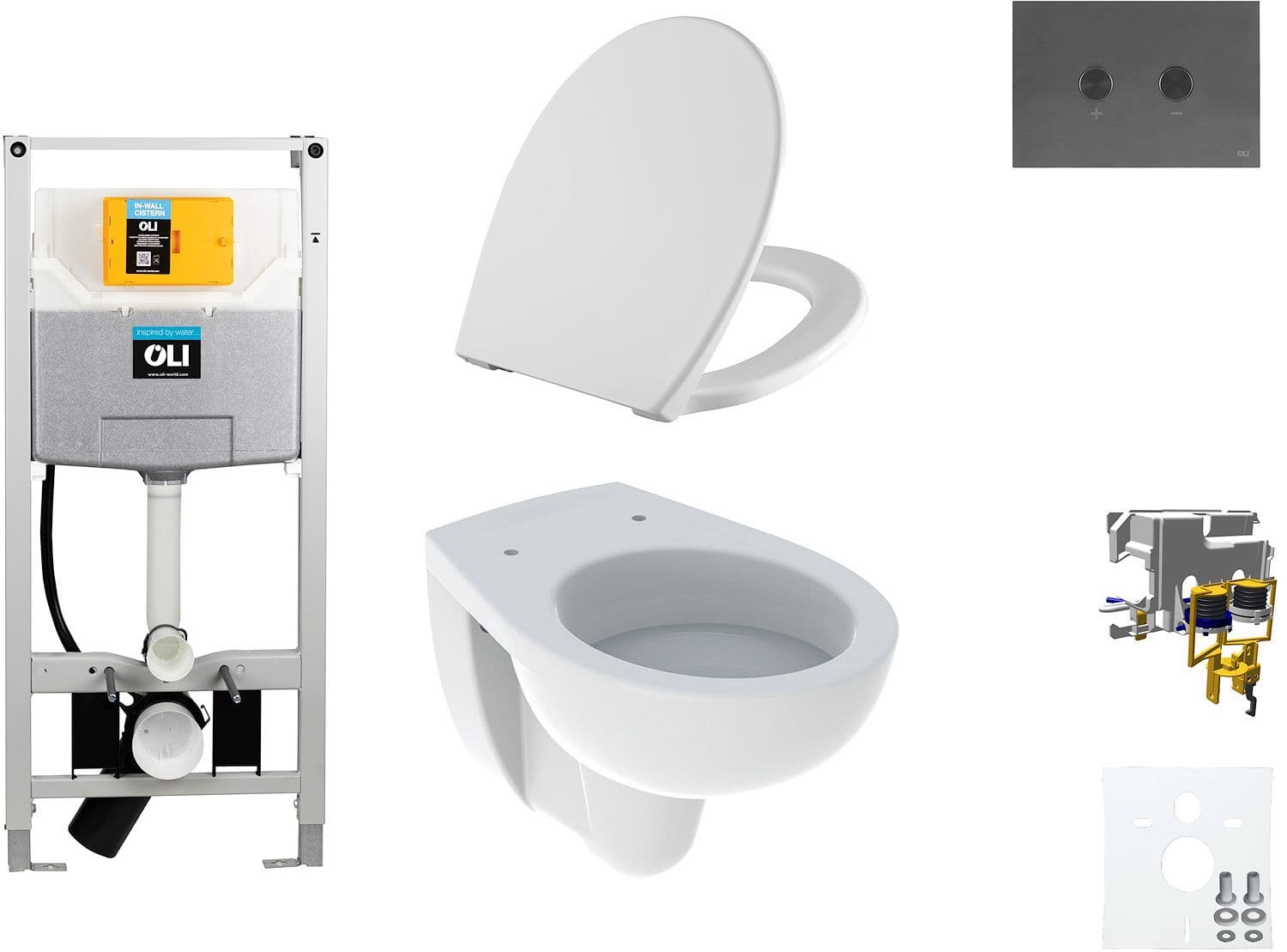 WALLFIX OLI WC SUSPENDU BASTIA D600 SOFTCLOSE + LIFT-OFF BLINK GUN METAL vue 1