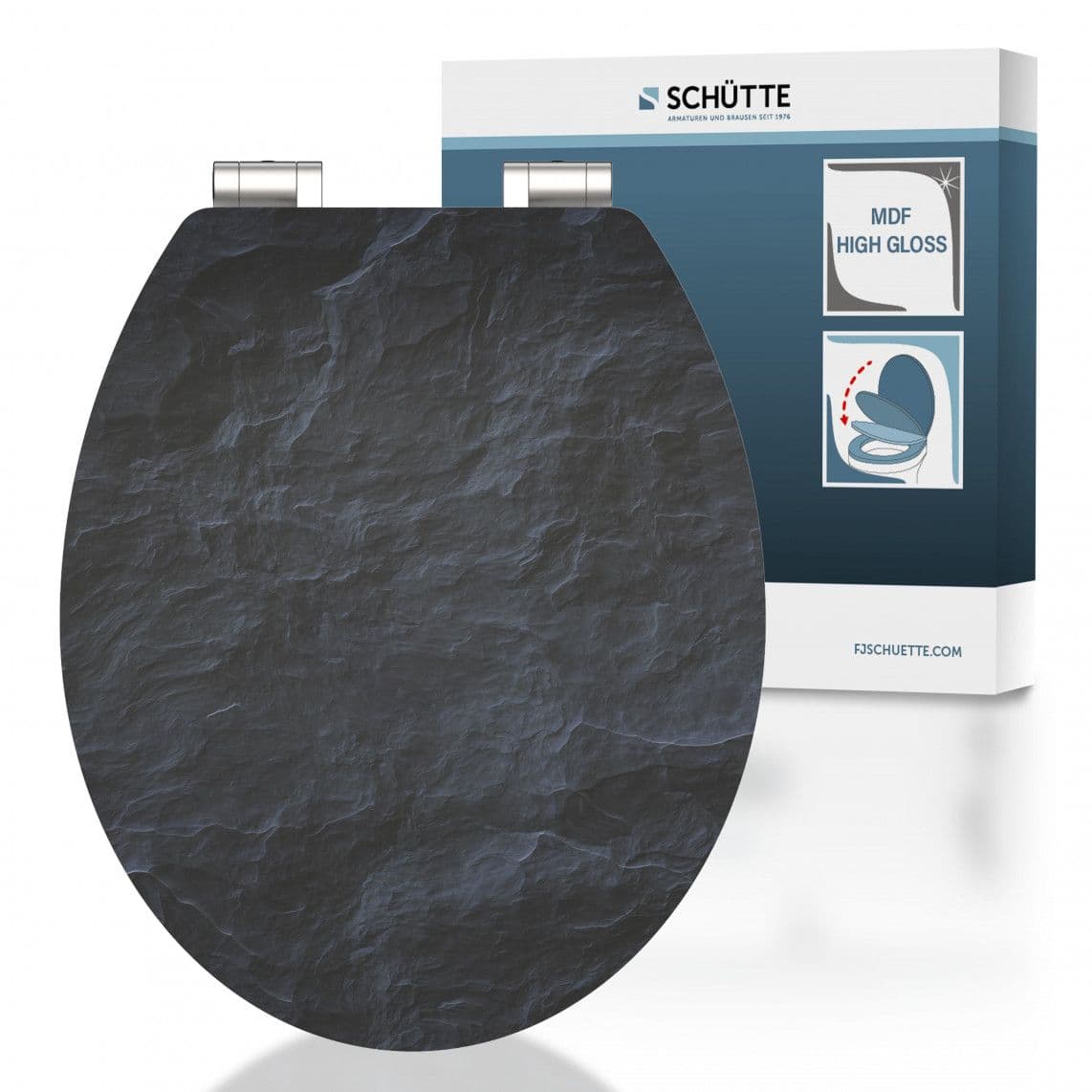 80535 abattant WC en MDF HG BLACK STONE, avec frein de chute vue 1