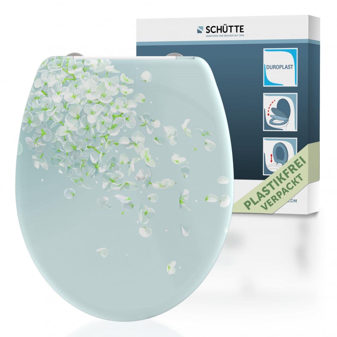 82381 abattant WC en Duroplast FLOWER IN THE WIND, avec frein de chute et déclipsable vue 1