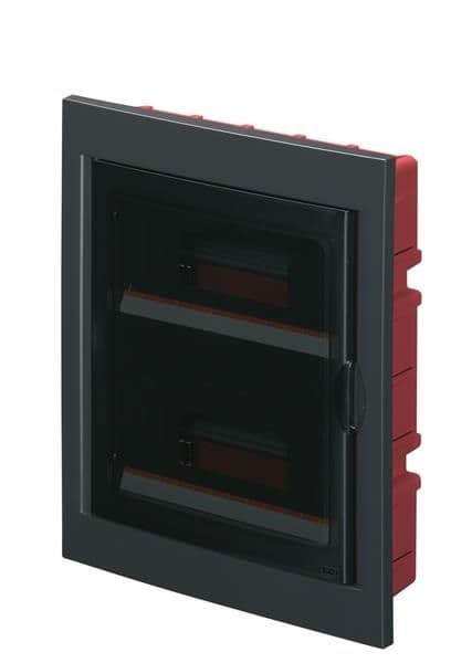 Coffret encastré Noir 24 (2 x 12) modules avec porte fumée IP40 320 x 388 x 80mm l x h x p vue 1
