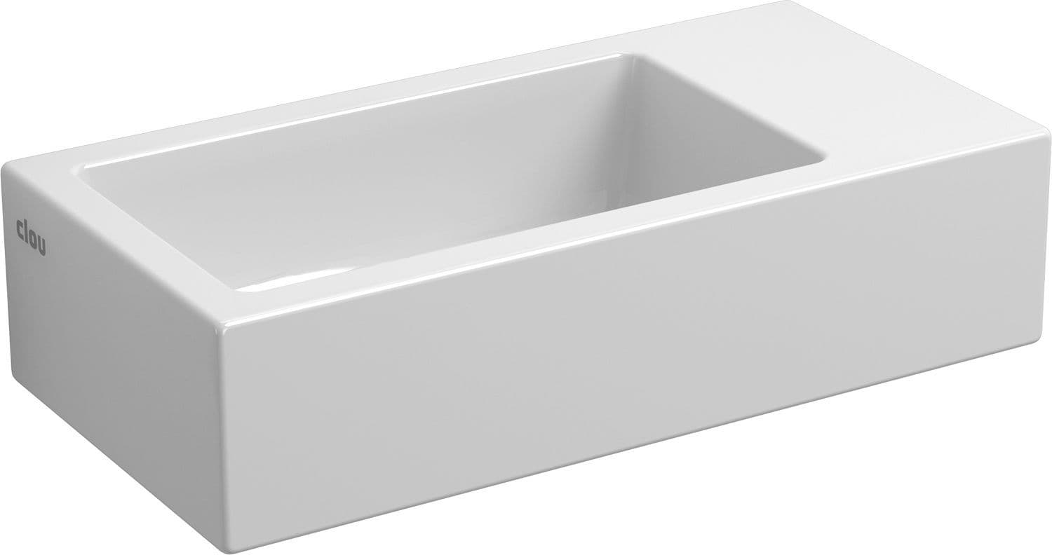 LAVE-MAINS FLUSH 3 CLOU 36CM SANS TROU ROBINET DROITE BLANC CERAMIQUE vue 1