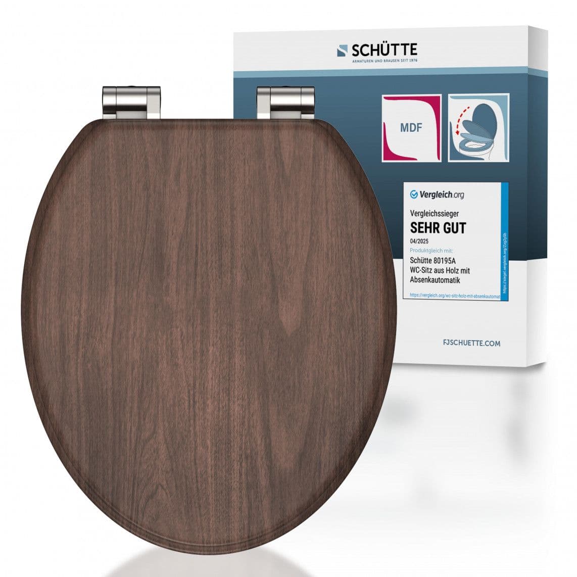 80193 abattant WC en MDF DARK WOOD, avec frein de chute vue 1