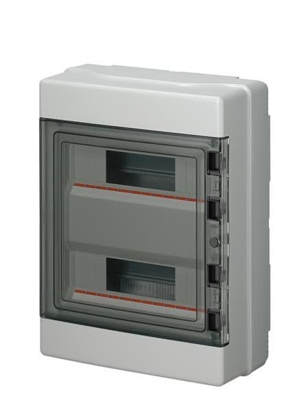 Coffret apparent 24 (2 x 12) modules porte transparente IP65 290 x 390 x 140mm avec kit d'installat. vue 1