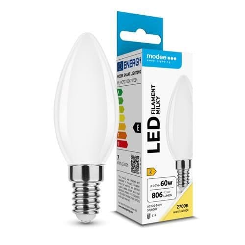 Lampe filament Led laiteuse flamme C35 7W E14 360° 2700K 470lm vue 1