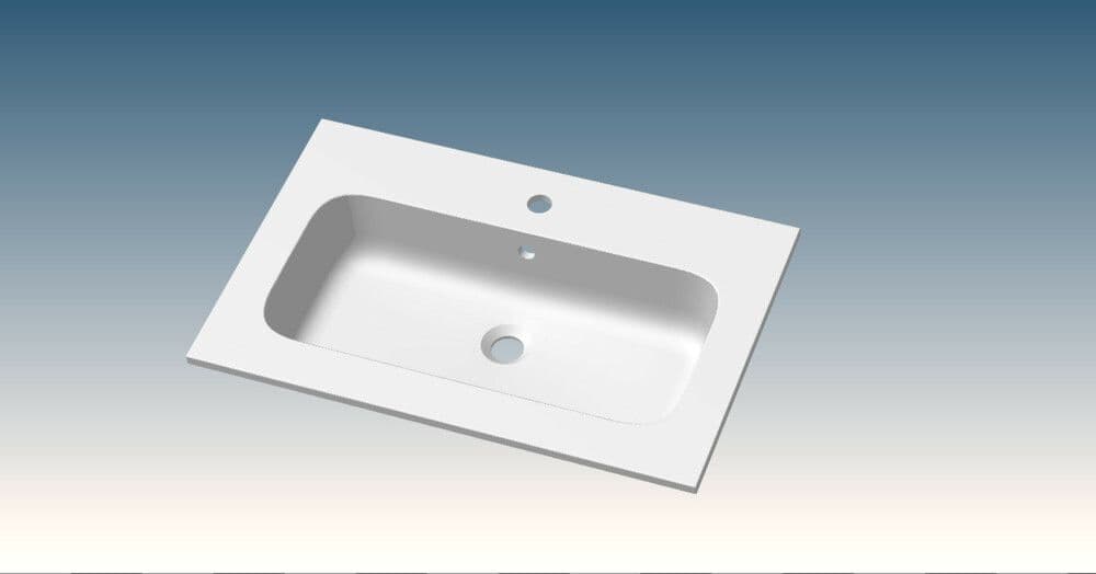Van Marcke Paco tablette avec 1lavabo intégré 1 trou 700x15x460mm blanc mat vue 1
