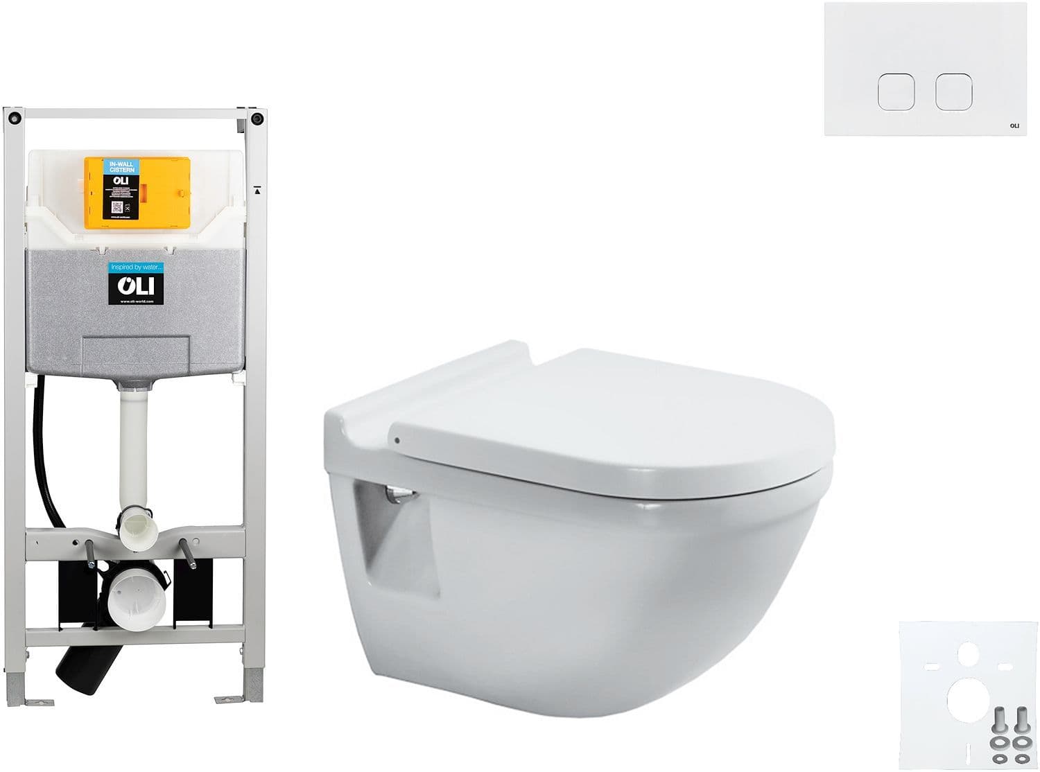 WALLFIX OLI WC SUSPENDU STARCK 3 DURAVIT HEAVY SEAT + SOFT-CLOSE PLAIN BLANC vue 1