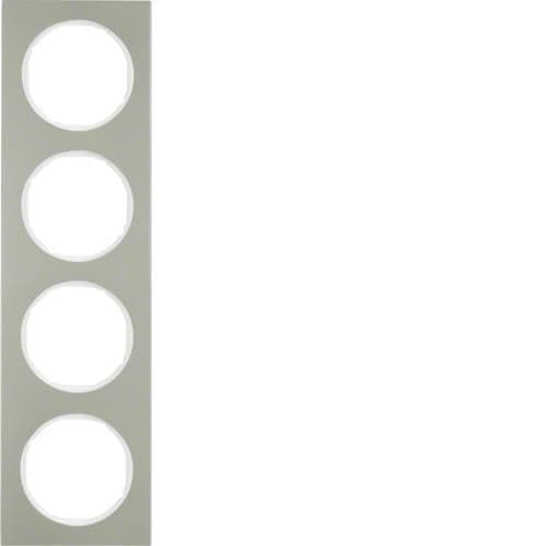 Plaque de recouvrement 4 postes Berker R.3 Inox / Blanc polaire vue 1