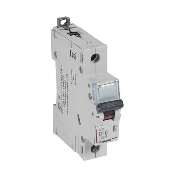 Disjoncteur DX³ 10000A / 16kA 1 pôle courbe D 16A 230 / 400V - 1 module vue 1