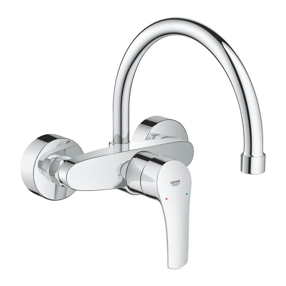 Grohe EuroSmart mitigeur évier mural StarLight SilkMove bec mobile chromé vue 1