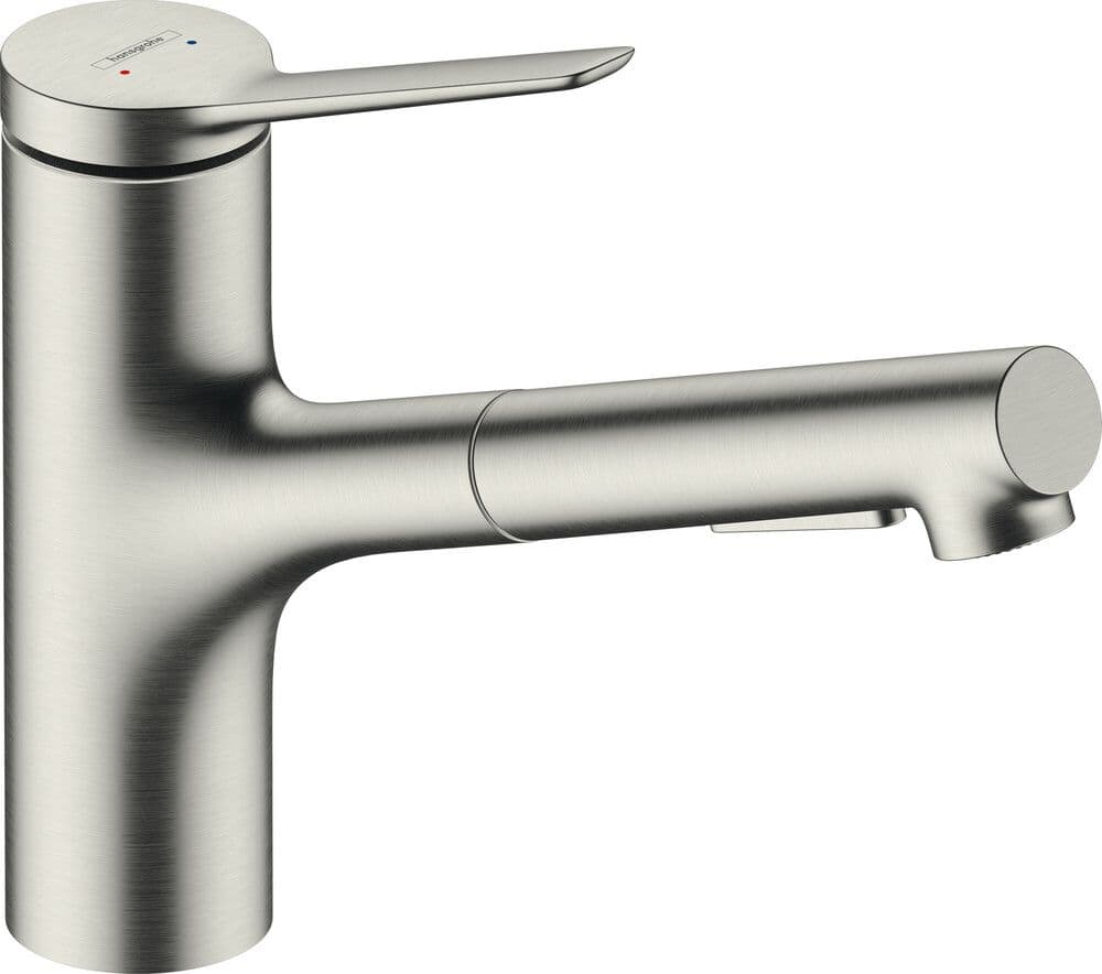 Hansgrohe Zesis M33 mitigeur évier monolevier 150 douchette 2-Jets acier inox vue 1