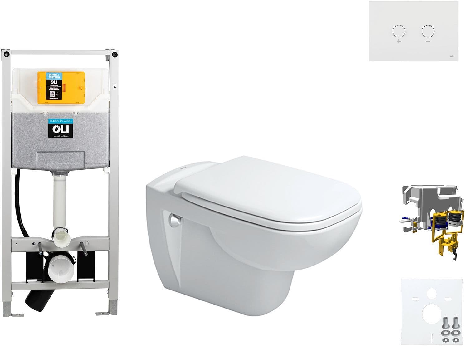 WALLFIX OLI WC SUSPENDU D-CODE DURAVIT CODE SOFT-CLOSE BLINK BLANC vue 1