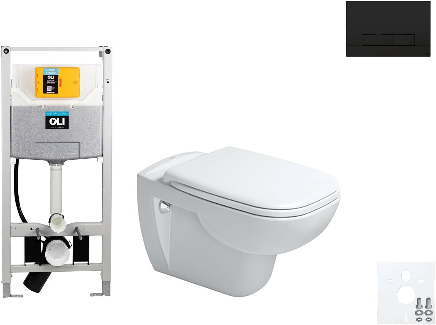 WALLFIX OLI WC SUSPENDU D-CODE DURAVIT CODE SOFT-CLOSE GLAM MAT NOIR vue 1