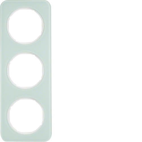Plaque de recouvrement 3 postes Berker R.1 Verre, Blanc polaire vue 1