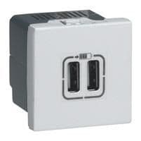 Mosaic alimentation 2 x USB 1500mA 5V - 2 modules Alu vue 1