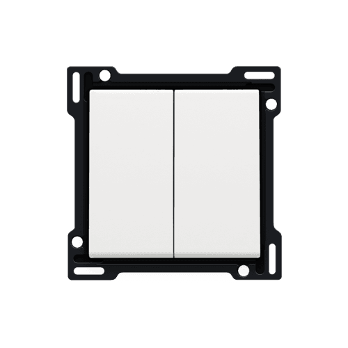 Set de finition pour interrupteur double allumage, interrupteur va-et-vient + bouton-poussoir N.O., interrupteur va-et-vient double ou bouton-poussoir double N.O. ou N.F., couleur white coated vue 1