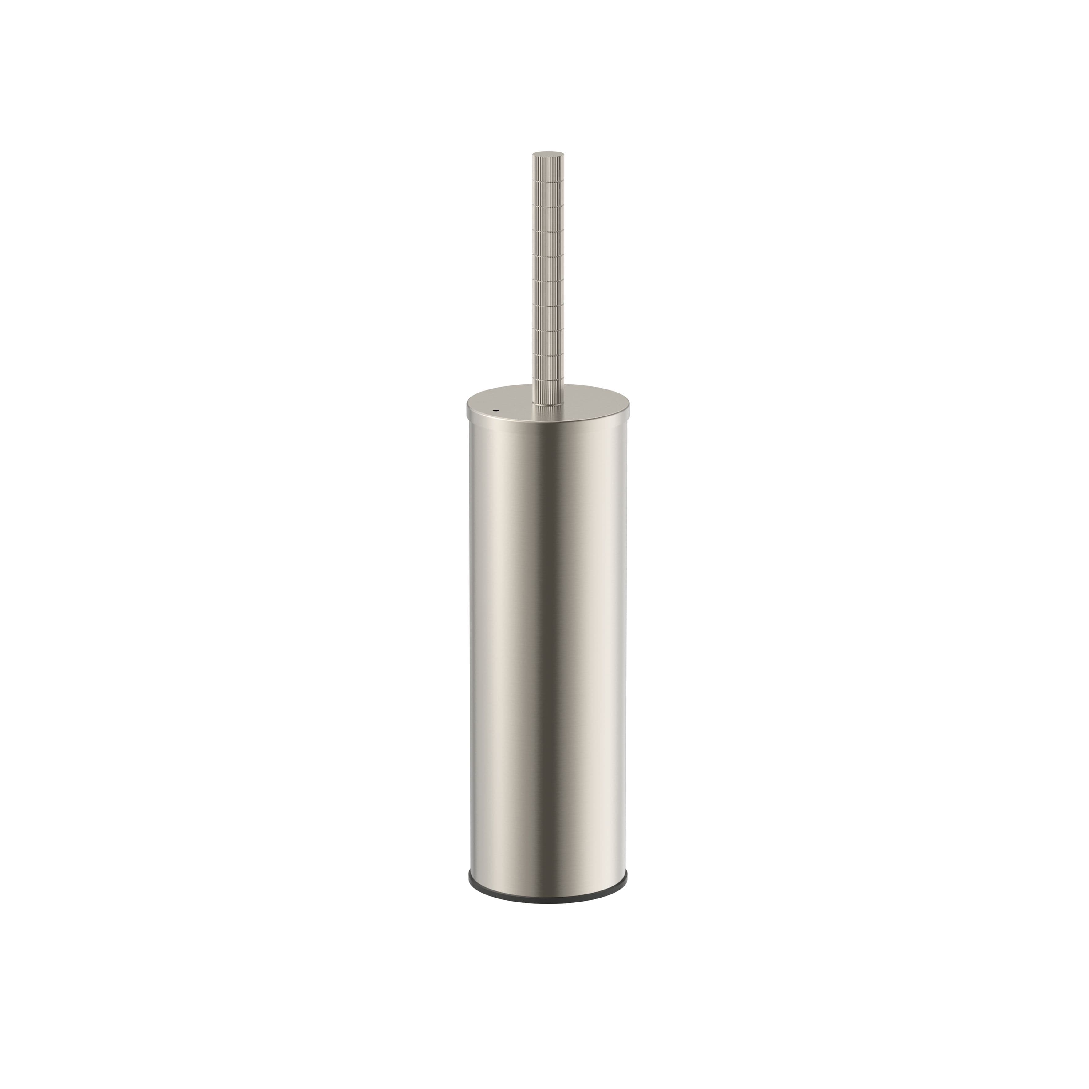 STRIA BROSSE WC AVEC SUPPORT – MANCHE AVEC STRUCTURE STRIÉE RAFFINÉE – SUSPENDUE OU À POSER – AVEC RÉCIPIENT INTÉRIEUR EN PLASTIQUE – ACIER INOX BROSSÉ vue 1