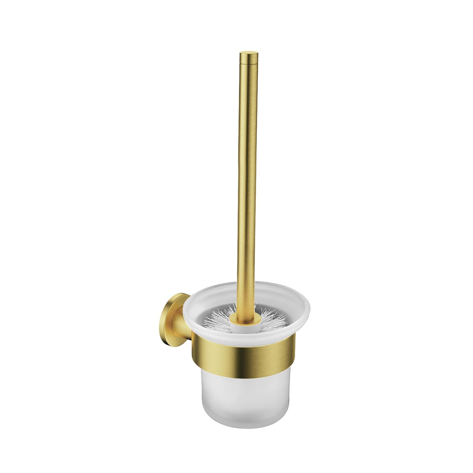BROSSE DE TOILETTE ALONI AVEC SUPPORT – POT EN VERRE – OR BROSSÉ vue 1