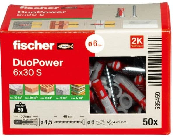 Fischer cheville plus vis Duopower 6 x 30mm (4.5 x 40mm) vue 1
