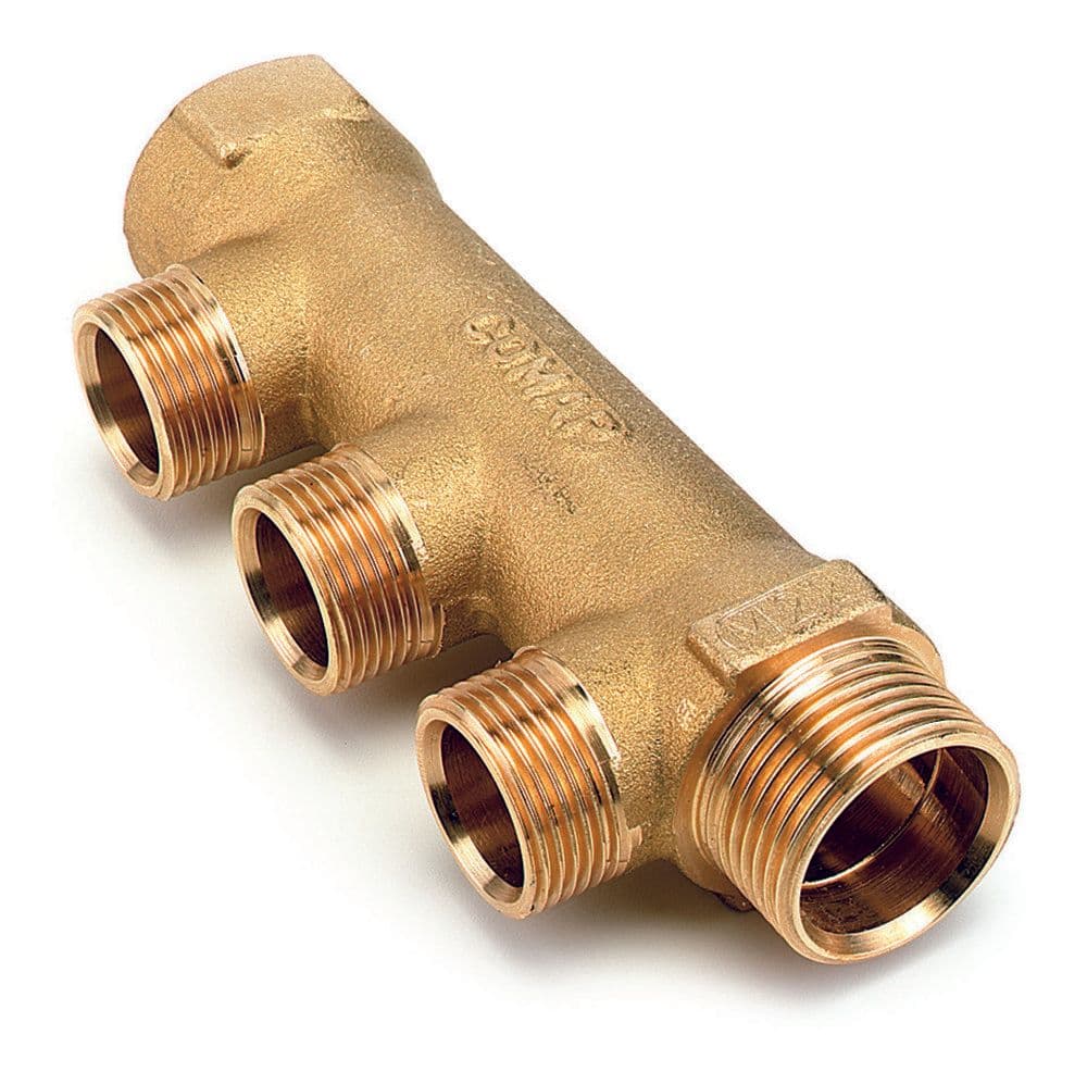 Comap collecteur laiton 3/4"MF sortie M22 entraxe 35mm 4circuits vue 1