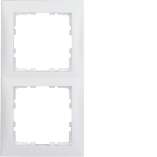 Plaque de recouvrement 2 postes Berker S.1 Blanc polaire, mat vue 1