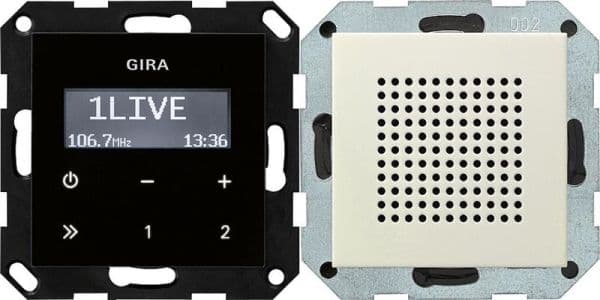 Radio RDS encastrée avec un haut-parleur Blanc crème brillant module rapporté de commande en vue 1