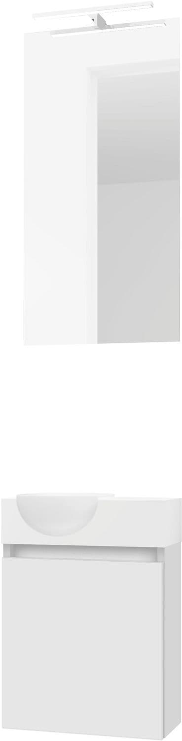 LAVE-MAINS FORM MINI QUO GAUCHE/ 1 PORT/MIROIR LUMIERE LED POUDRE BLANC vue 1