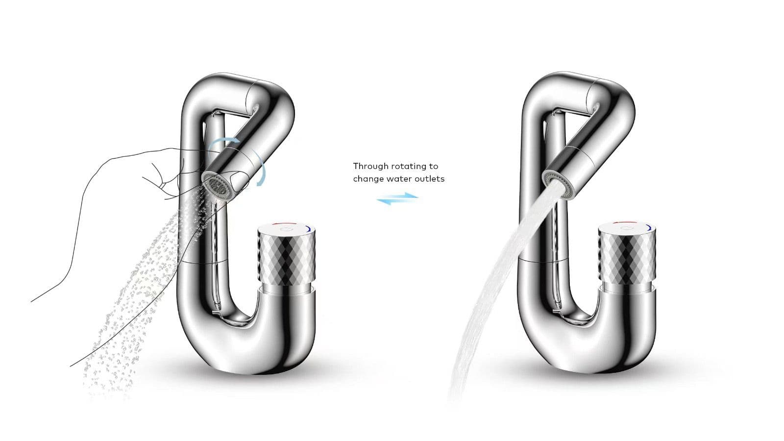 ALONI FLOW MITIGEUR DE LAVABO - BOUTON POUSSOIR - BEC PIVOTABLE - CHROME vue 1