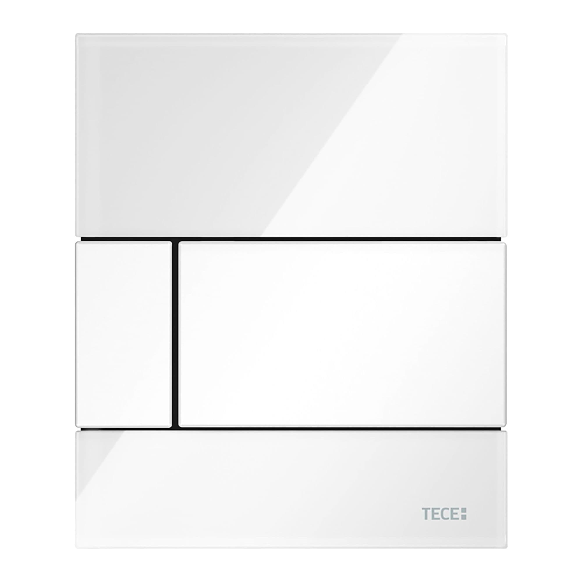 TECESQUARE GLASS - PLAQUE DE DÉCLENCHEMENT URINOIR - CARTOUCHE INCLUSE - VERRE - VERRE BLANC BRILLANT - TOUCHE BLANC BRILLANT vue 1
