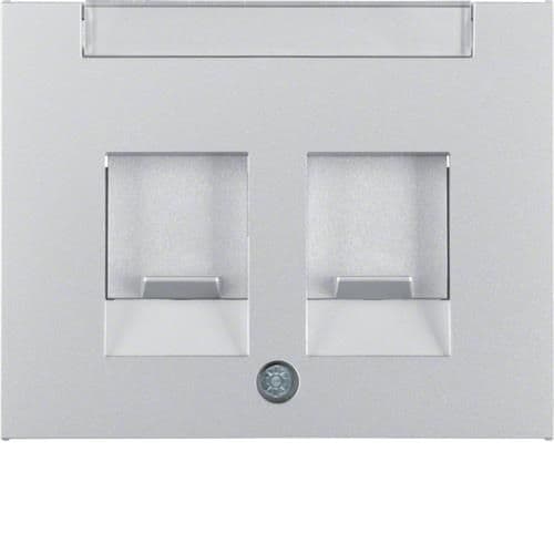 Enjoliveur avec 2 volets antipoussière et porte - étiquette Berker K.5 Alu vue 1