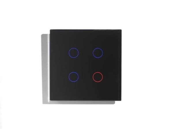 Interrupteur intelligent verre Noir, 4 boutons RGB vue 1