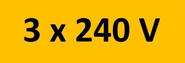 Autocollant indication tension "3 x 240V" 70 x 35mm vue 1