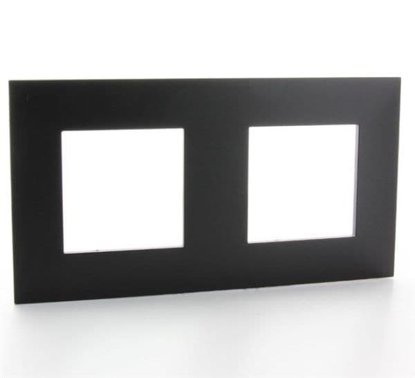 Valena plaque 2 postes horizontal - vertical entraxe 71mm Noir Cuivre vue 1