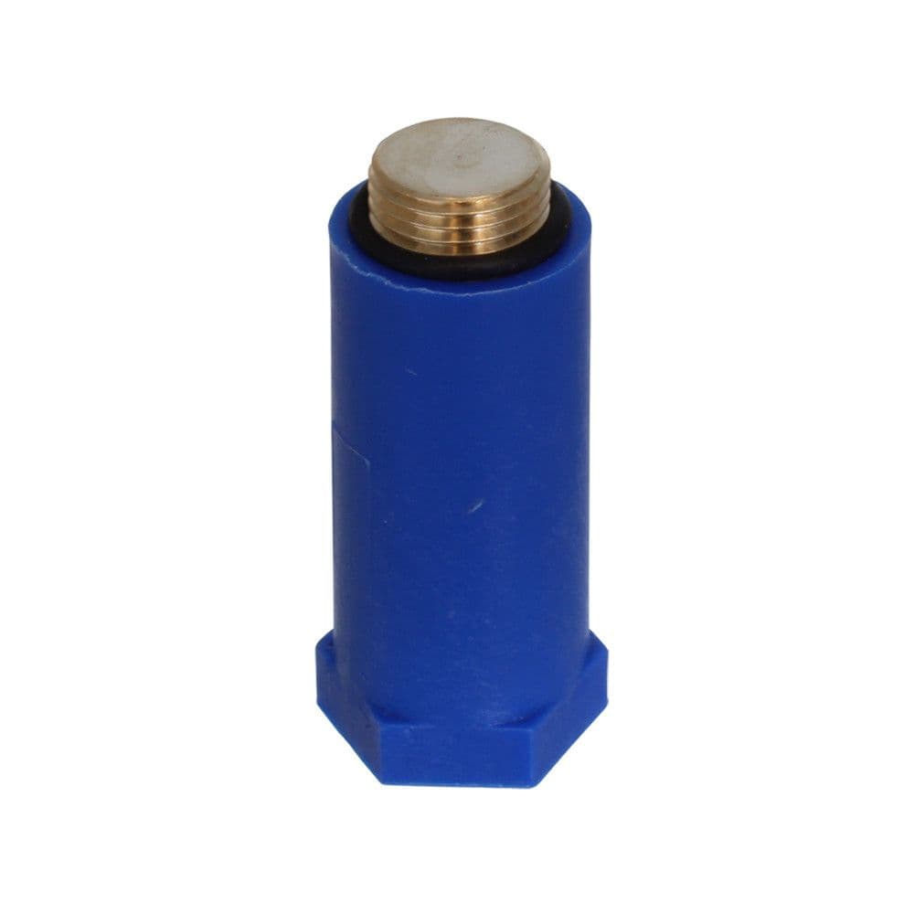 Bouchon de montage en plastique bleu filetage en laiton 1/2" vue 1